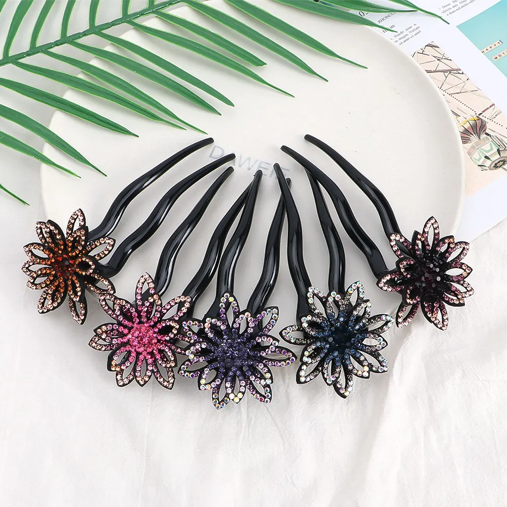 

Multicolor U-Shape Hairpin Hairclips Vintage Women Crystal Flower Hair Stick Pin Hairpins Fashion Combs Hair Accessories