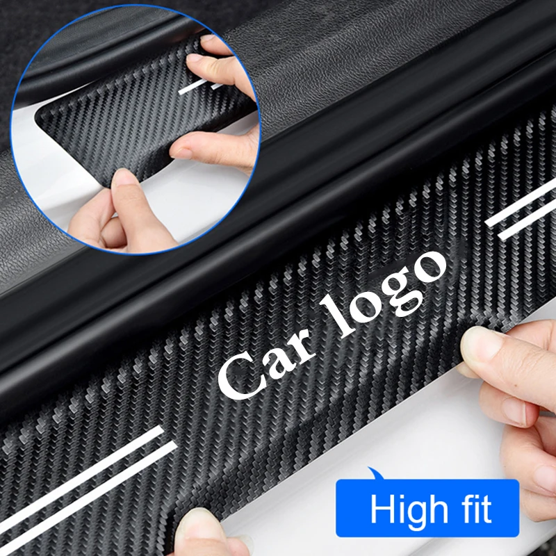 

4PCS Carbon Fiber Car Door Sill Threshold Scuff Plate Sticker For Toyota Prado Highlander Rav4 Wildland Corolla Crown Camry