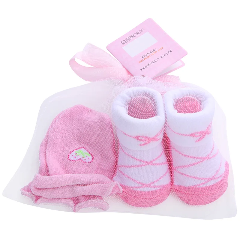 Cute Cartoon Baby Socks Set Striped Polka Dot Spring and Autumn Pure Cotton Tube Baby Socks Gloves Package Men and Women Hot Sal