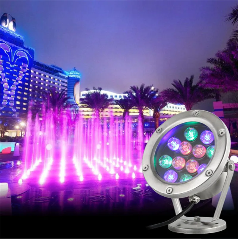 

Colorful Underwater Light LED Stainless Steel Waterfall Fountain Light for Pool Fish Pond Submersible Lighting 12V 24V 6W 9W 12W