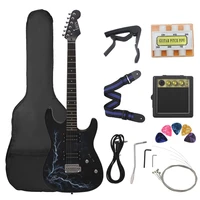 6 strings electric guitar 39 inch 21 frets maple lightning electric guitar with bag speaker necessary guitar parts accessories