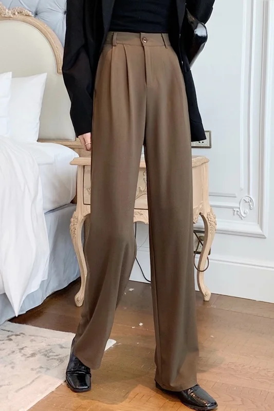 high waist pants Vertical Straight Pants Loose Women's Spring and Autumn Work Clothes Wide Leg Are Thin | Женская одежда
