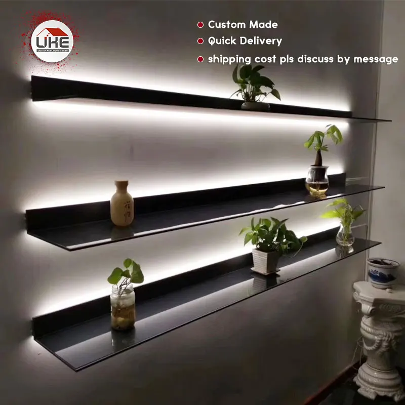 italy minimalist wall mounted led light display shelf l shape for living room kitchenstudy room free global shipping