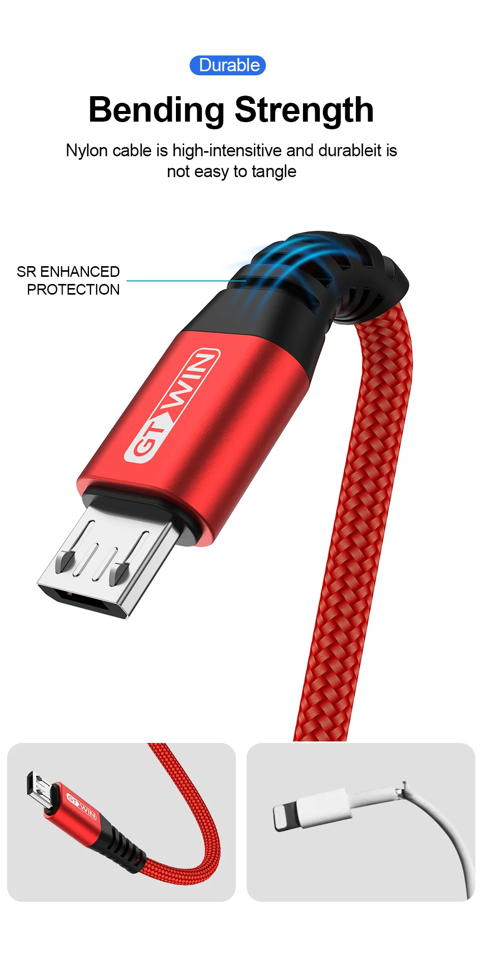 GTWIN Micro USB кабель 3A Быстрая зарядка для samsung S7 J5 J7 1M 2M Microusb кабель для передачи данных для Xiaomi Redmi Note 5 A кабели
