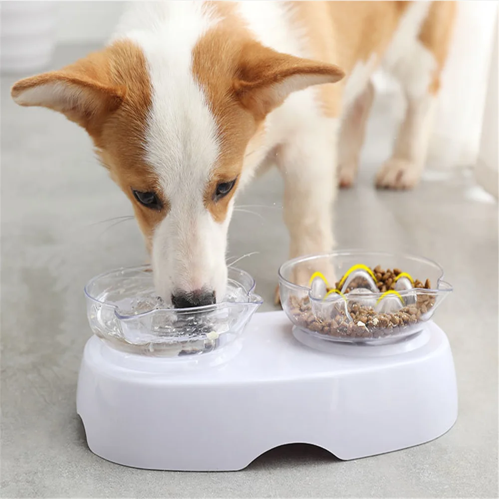 Non slip Кошачьи миски с двумя чашами рельефными стенд Еда воды для кошек кормушки