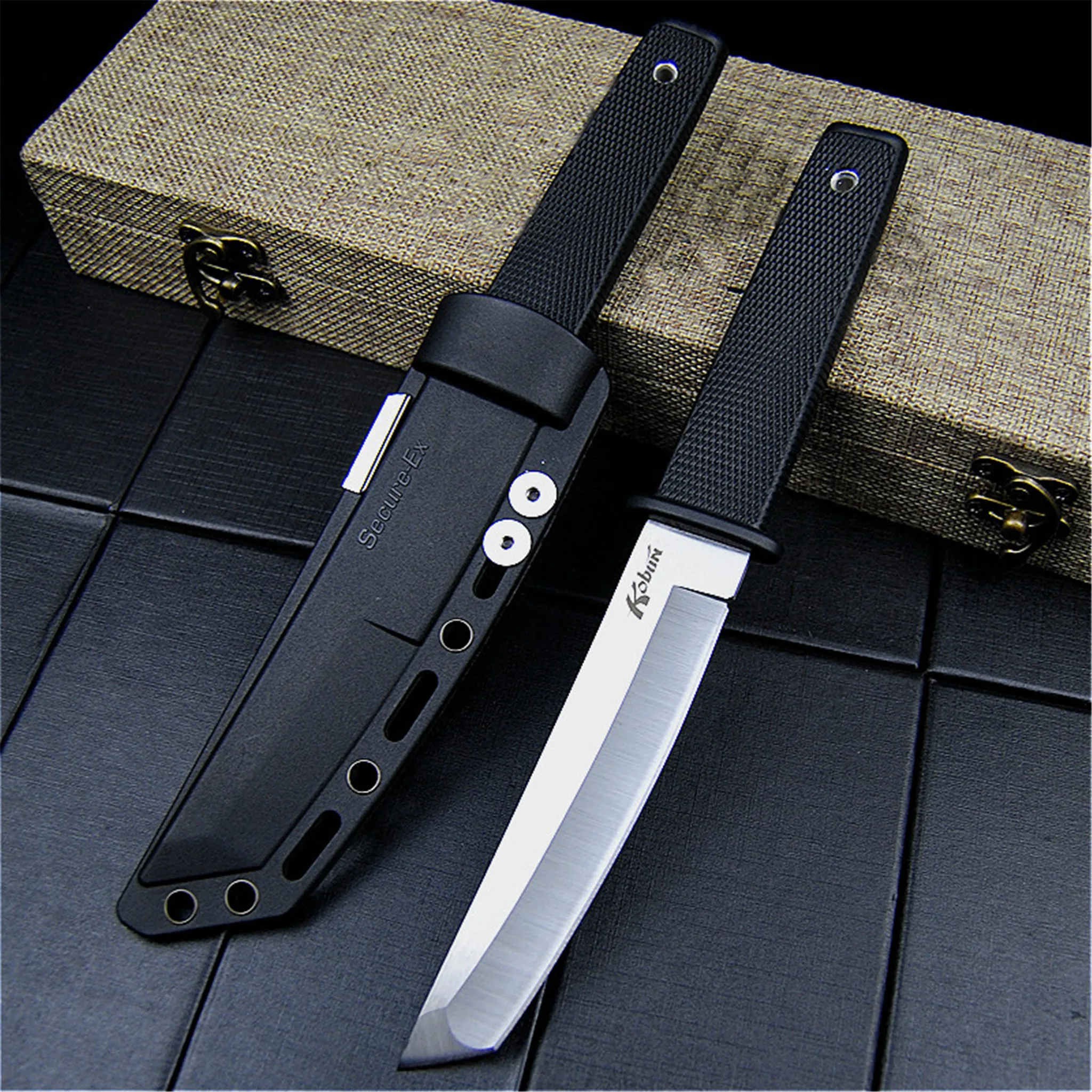 

Cold Steel Fixed Blade Bowie knife Outdoor Knives Straight Knight Hero Camping Hunting Survival Tactical Multi Knives Sheath