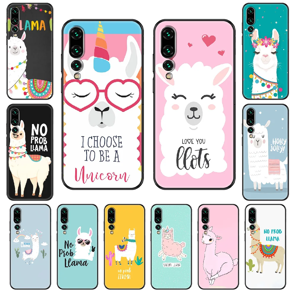 Alpacas No Prob Lama чехол для телефона Huawei P 8 10 20 30 Smart Plus 2019 Z Lite Pro 2017 черный красивый