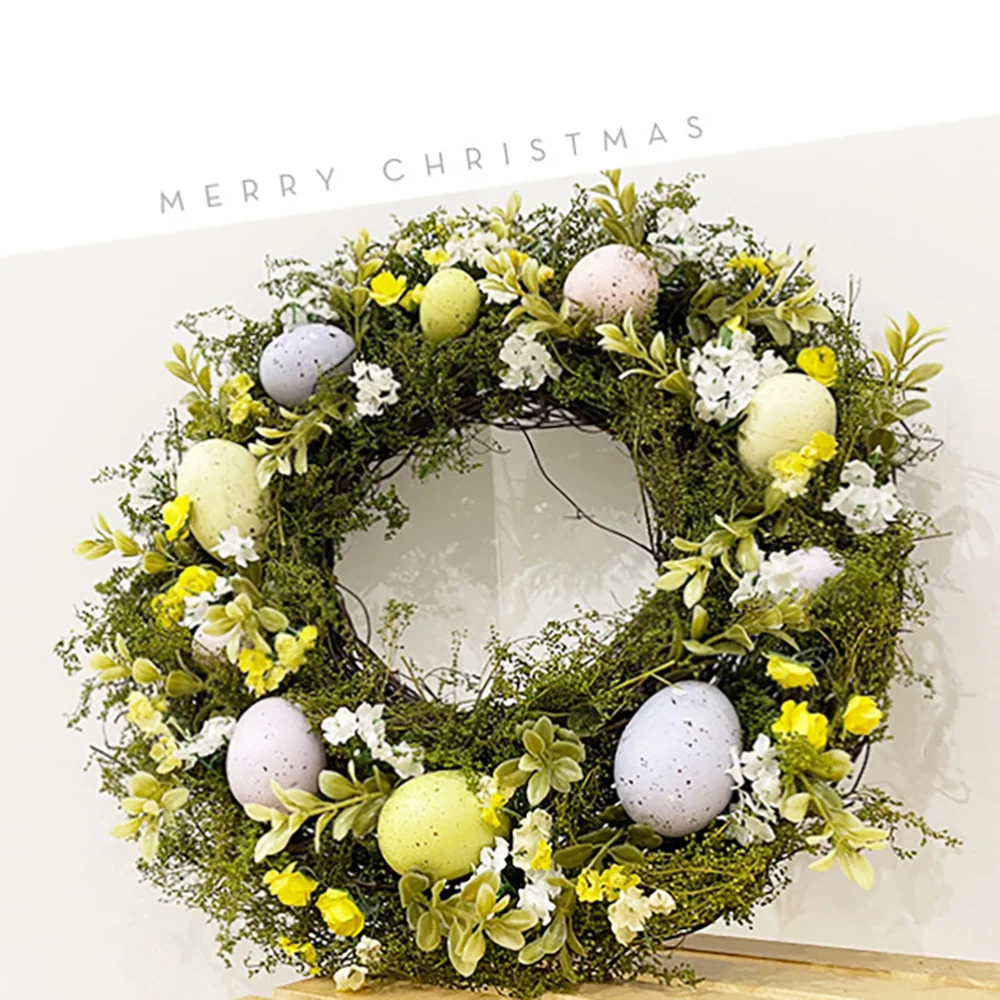 

Simulation Egg Design Garland Pendant Door Easter Flower Wreath Party Supply
