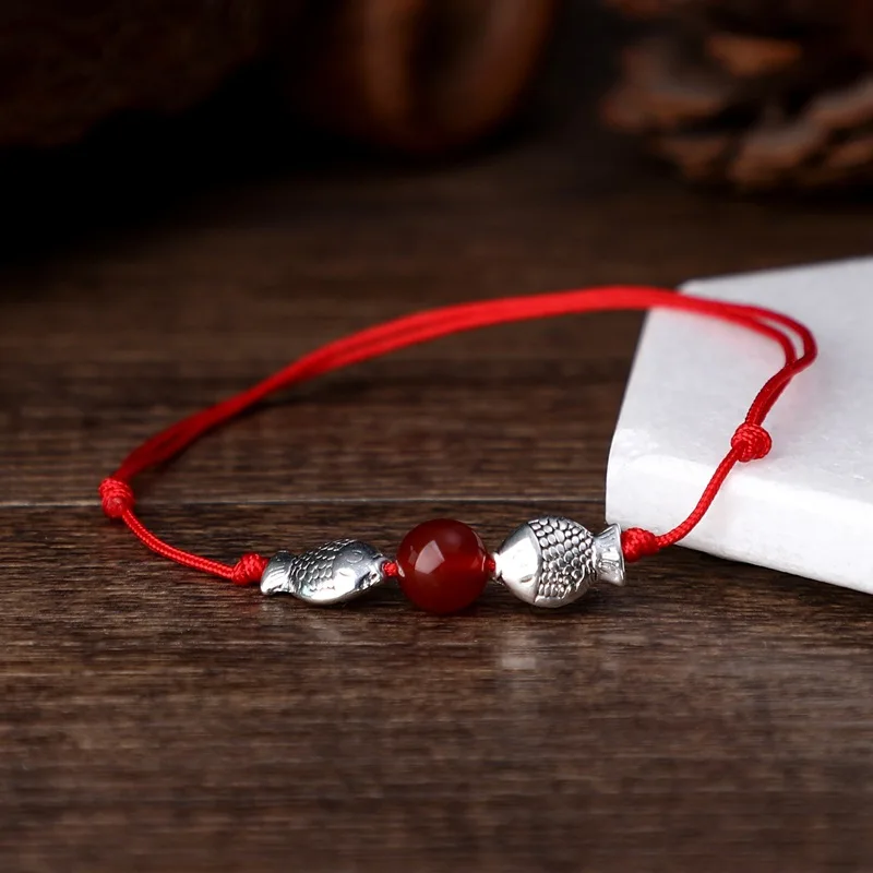 Женские очаровательные ножные браслеты с бусинами простые красные канатные