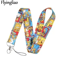 funny cartoon characters keychain lanyards id badge holder id card pass gym mobile phone badge holder key strap webbings ribbons