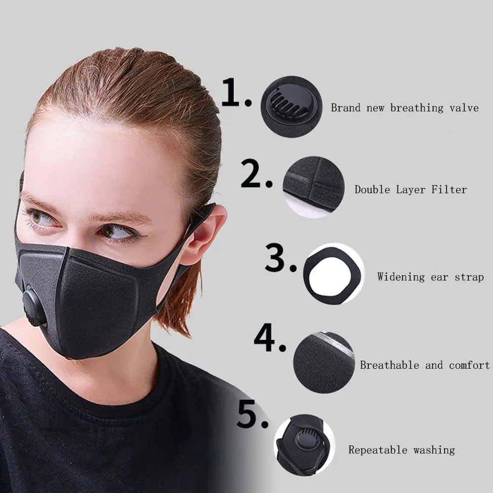 Cycling Face Mask With Filter Carbon Dust-proof Anti-fog Respirator Anti-Pollution MTB Bike Outdoor Training mask face shield | Спорт и