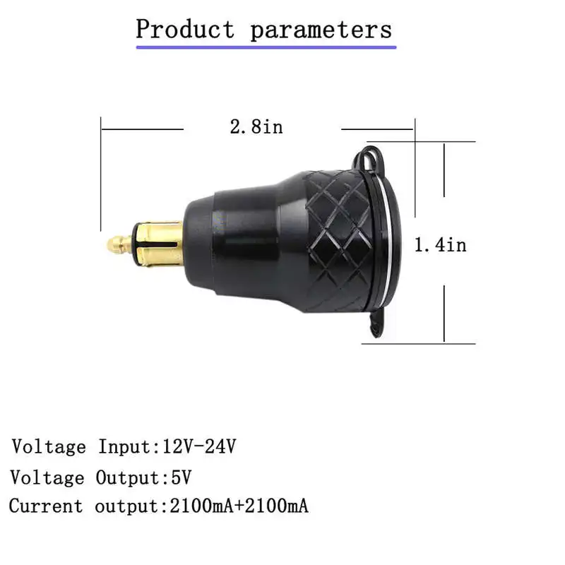 Двойной адаптер 5V 2.1A Din к Usb алюминиевый сплав Европейский мотоцикл зарядное
