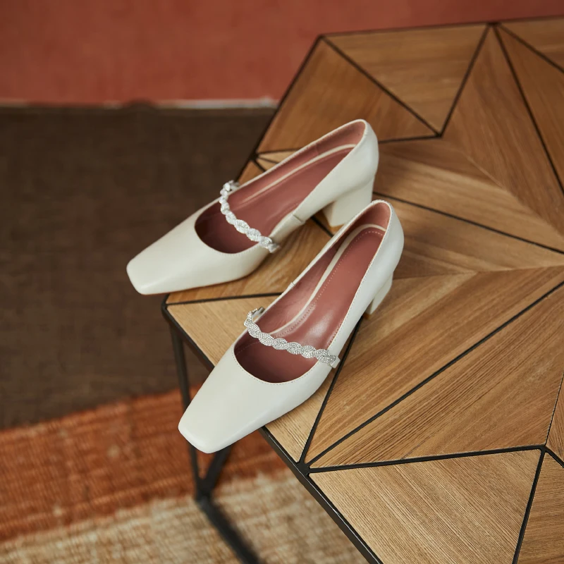 

crystal Decoration Women Shoes Elegant genuine leather High Heels Pumps For Women Spring Wedding Dancing Shoes Woman