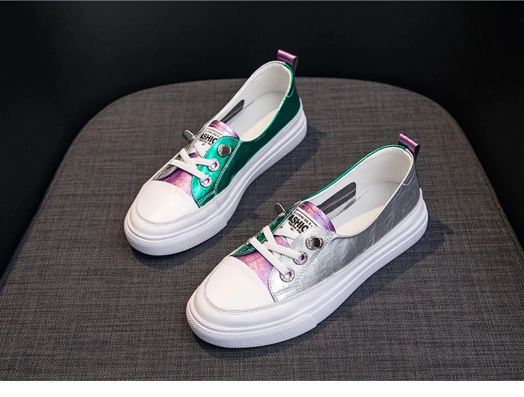 

Fashion Women's Genuine Leather Sneakers Women Casual Fashionable Sports Shoes Vulcanized Woman Summer Flat Shoe Ladies