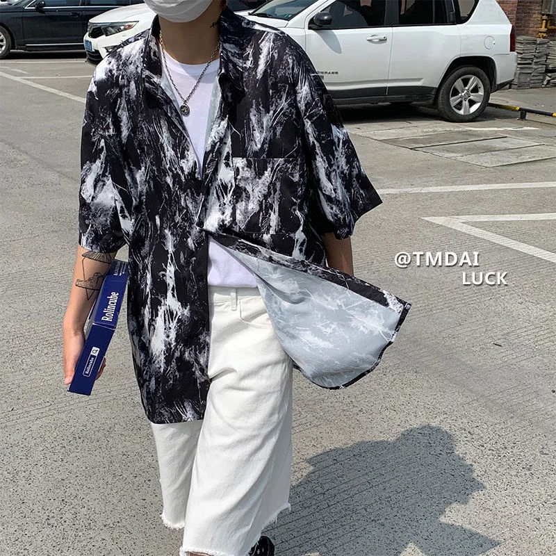 

2021 Summer New Floral Shirt Pure Cotton Loose Korean Trend Large Size Short Sleeve White streetwear clothes Recommend Genuine