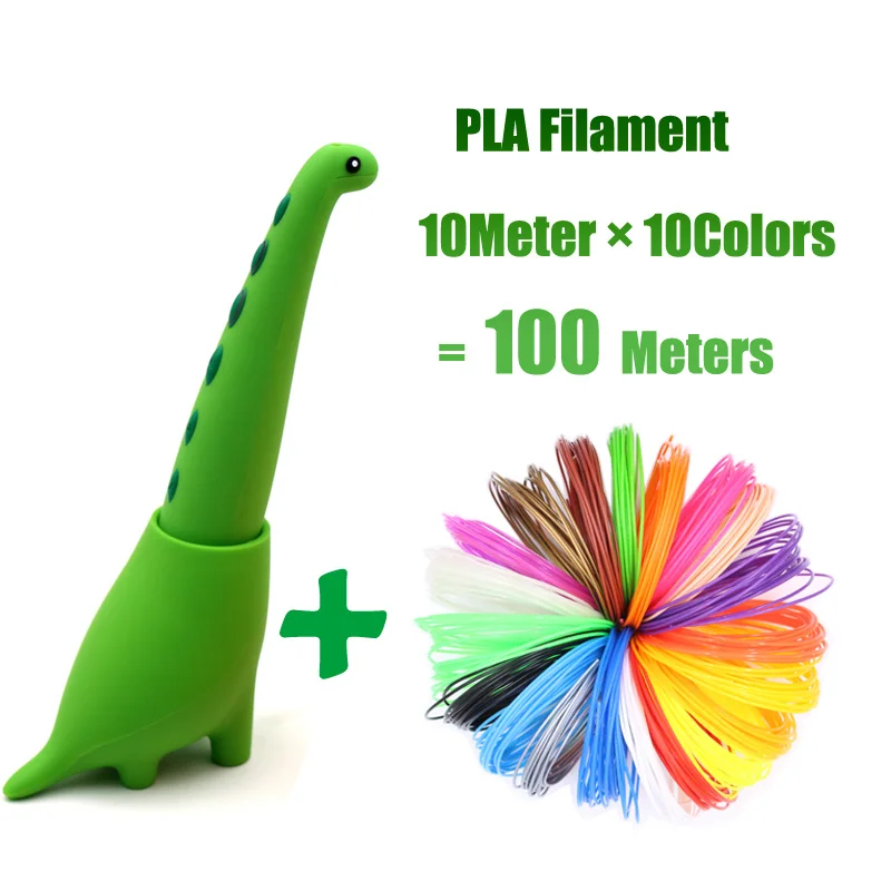 Green Add 100Meters lihuachen 3D Pen for Kids Dinosaur STEM Toys 3D Printing Pen Mini Printer Drawing Painting Art Set with 2 Speeds Safe Sleep Mode - Цвет: Green Add 100Meters