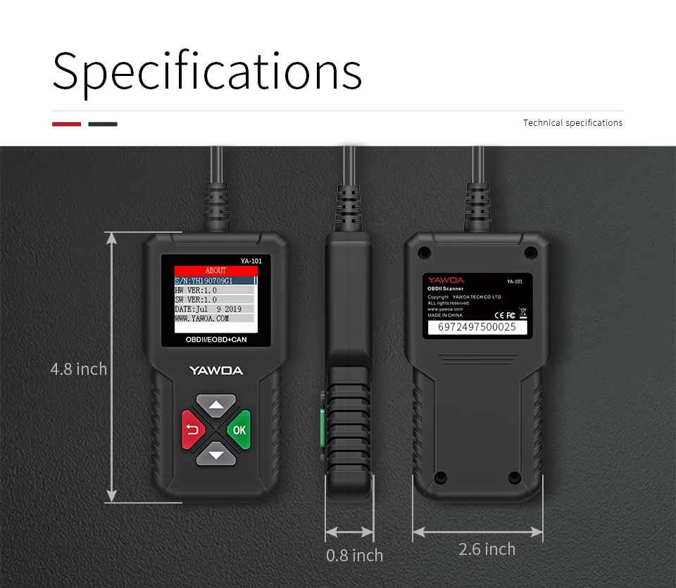 YAWOA YA101 код ридер OBD2 EOBD Авто диагностический инструмент Многоязычный мульти-ЭБУ бесплатное обновление лучше чем ELM327 Запуск 3001