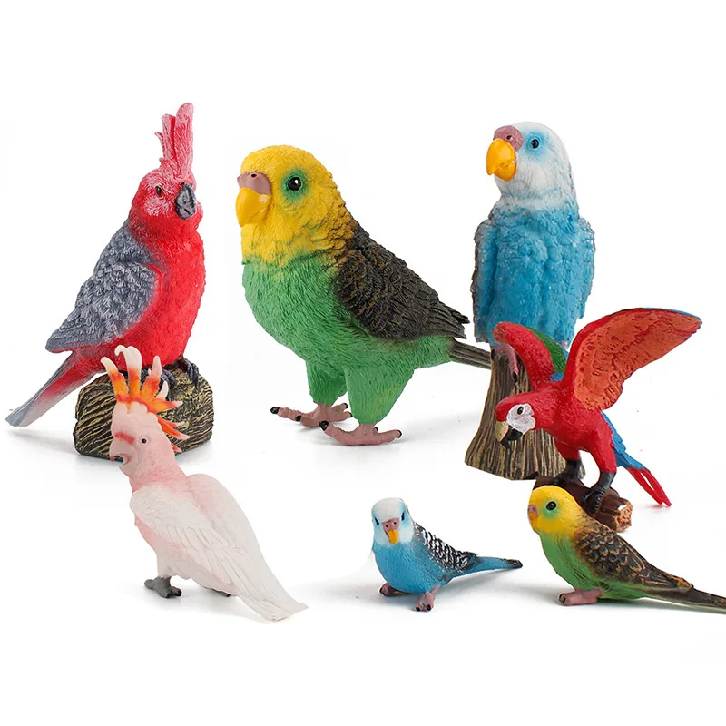 

Simulation Bird Models Budgerigar Cockatoo Macaw Parrot Simulated Birds Action Figures PVC Figurine Toys For Kids Education Gift