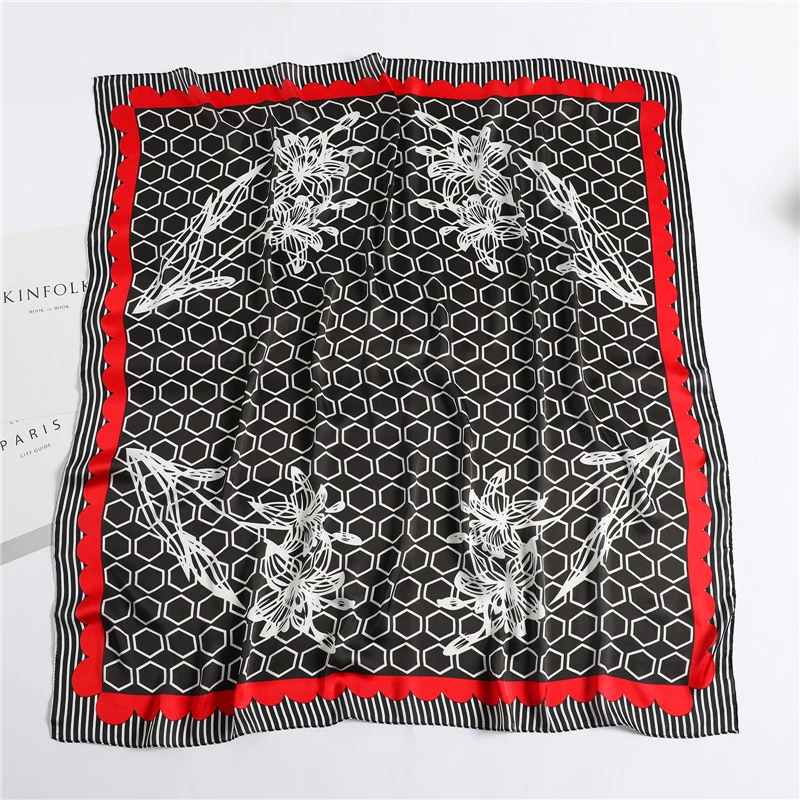 

Floral Scarf Women Print Silk Feeling Office Neckerchief Headband Pashmina Shawl Wrap Bandana Foulard Female Spring Scarves