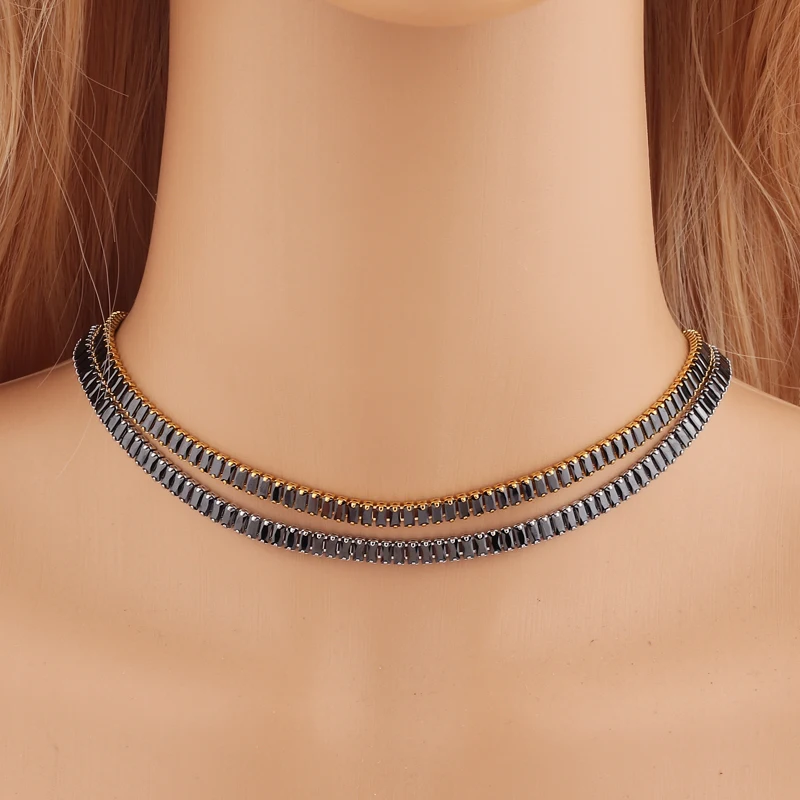 Модный хрустальный Новый Искрящийся микро-паве чокер черный CZ подвески для