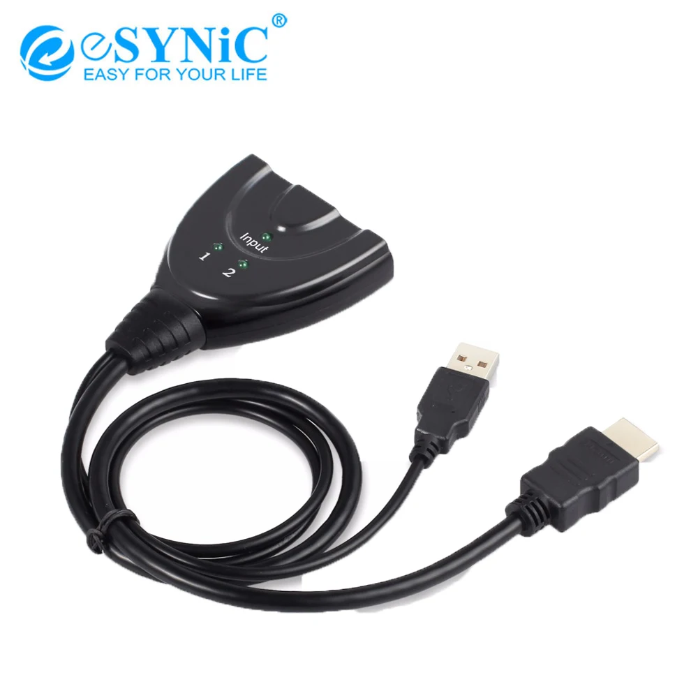 

eSYNiC HDMI 1X2 Splitter 2 In 1 Out Splitter HDMI Cable HDMI Converter Supports Ultra HD 3D 4K X 2K For Xbox HDTV