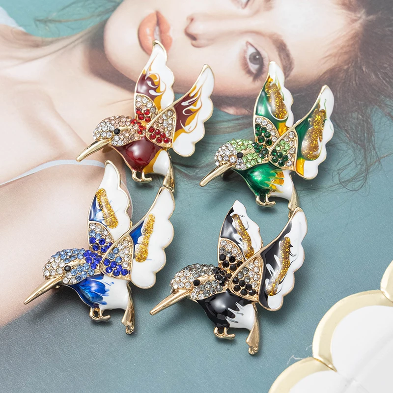 RHao Роскошная разноцветная брошь в виде птиц эмалированная Брошь для женщин