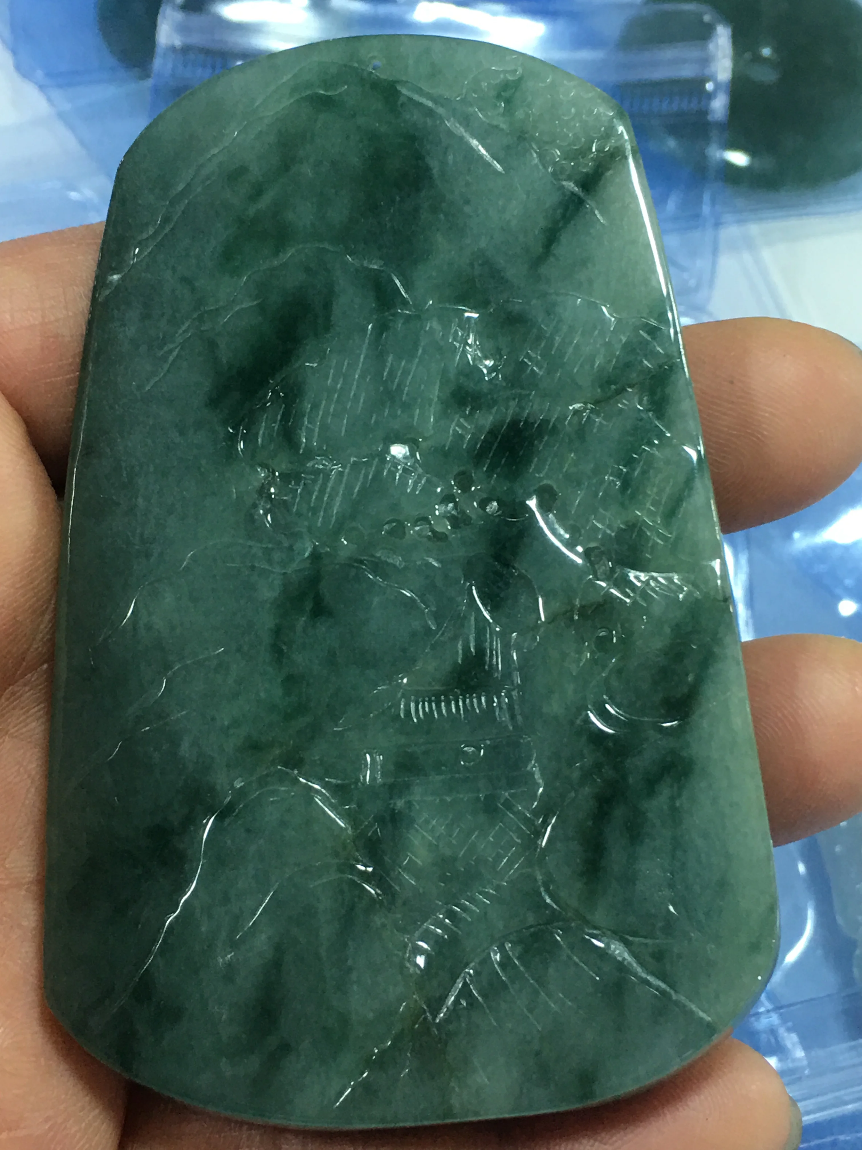 

Natural 7A Myanmar jade Handcarved jade landscape Waterfall green jade pendant jade necklace men pendants jewelry jade necklaces