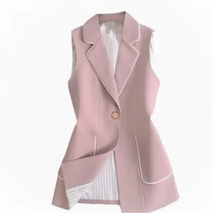 Hot Sale Slim Spring Autumn Vests Tops Jacket Women Hot Sale Sleeveless Suit Outwear Thin Ol Waistcoat Casual Pink Black Female