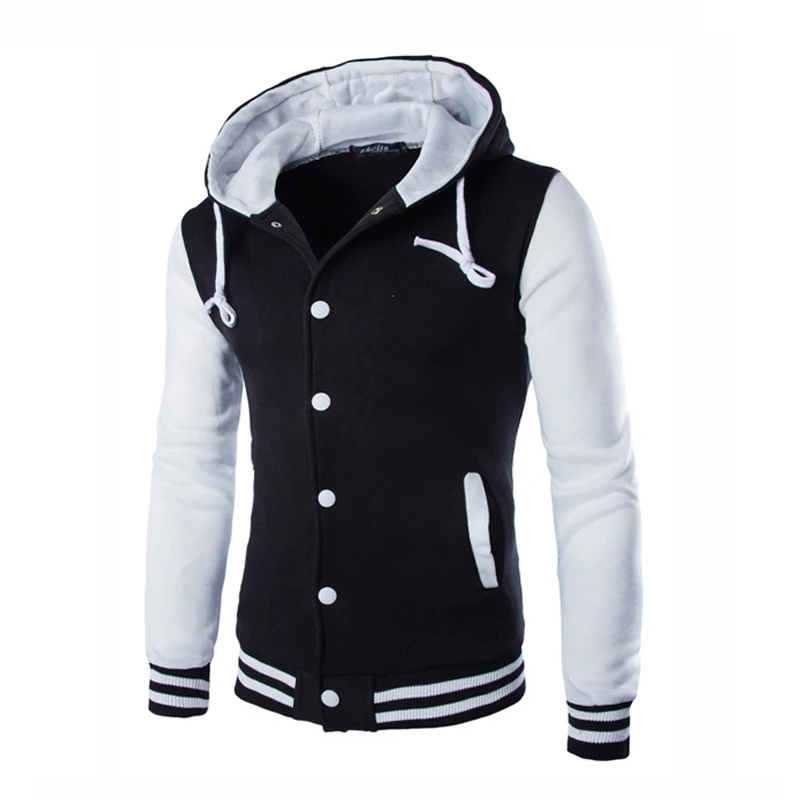 

Men's Hoodie Hooded Striped Patchwork Baseball Jacket Sweatshirt College Uniform Jacket Thin Hoodie Men's Clothes