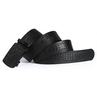 business male fashion metal engraving automatic buckle belt men high quality crocodile pattern trousers pants leather waistband