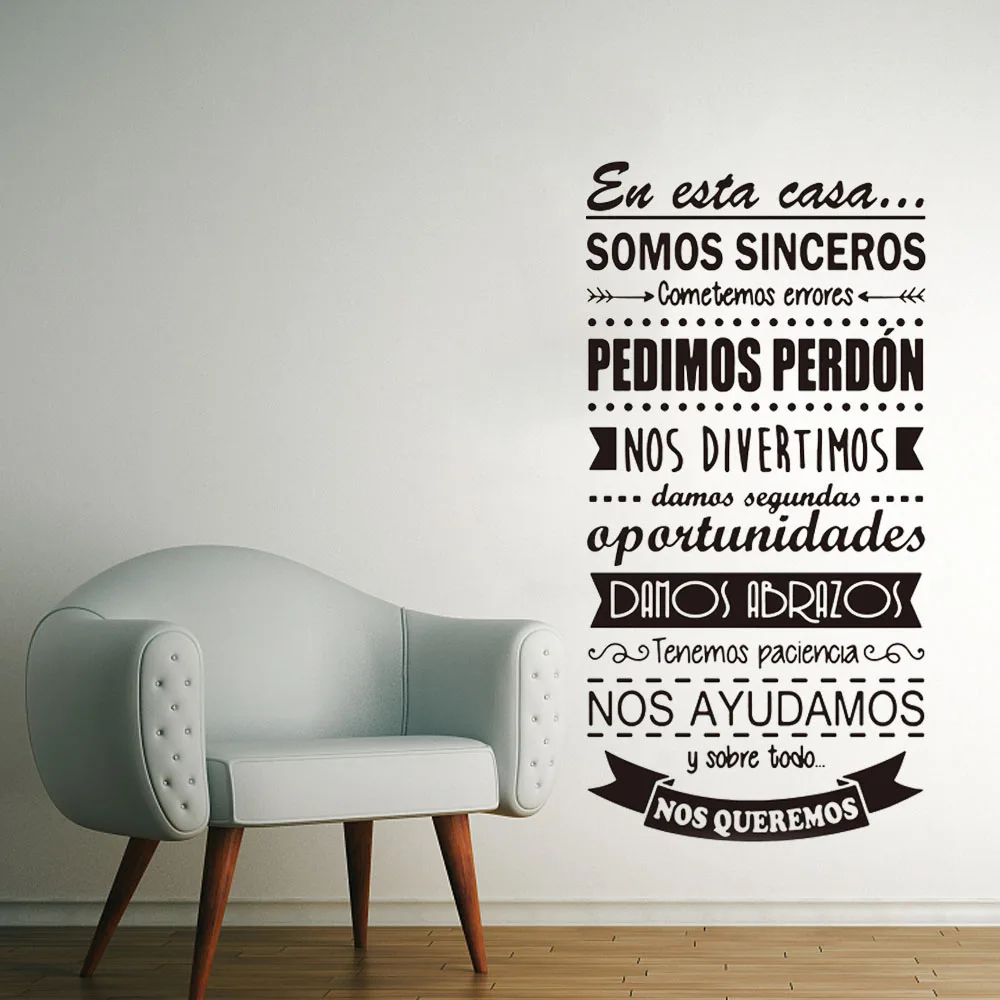 spanish in this house rule wall sticker kids room bedoom spanish en aquesta casa family love quote wall decal vinyl decor free global shipping