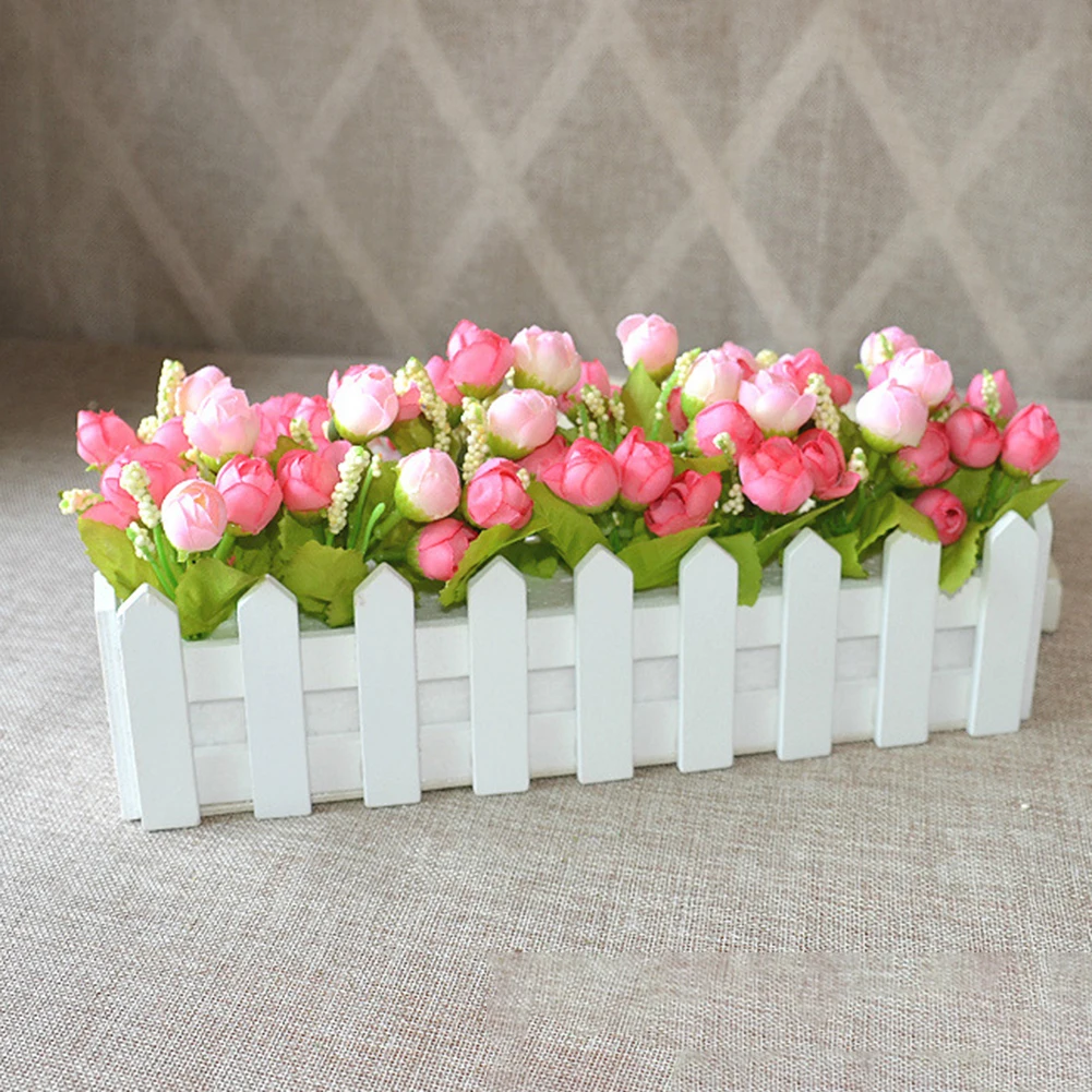 Wooden Flower Pot Fence Plant Basket Container Planter Home Garden Wedding Decor Artificial Flowerpot Decoration | Дом и сад