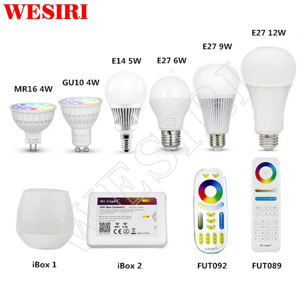 Беспроводная умная Светодиодная лампа Milight 2 4G 4 Вт 5 6 9 12 GU10 E27 MR16 RGB + CCT зонный