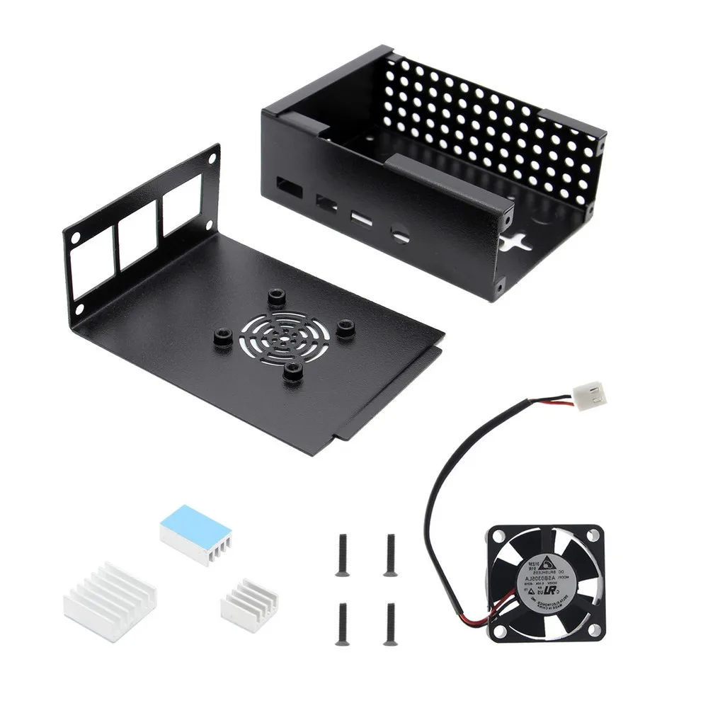 Защитная коробка Raspberry Pi 4 Модель B, металлический чехол Raspberry Pi 4 с охлаждающим вентилятором и алюминиевыми радиаторами 3 шт. для Raspberry Pi 4