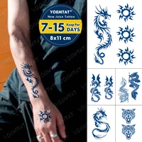 juice lasting waterproof temporary tattoo sticker dragon totem sun mandala flash tatoo male arm thigh body art fake tatto female