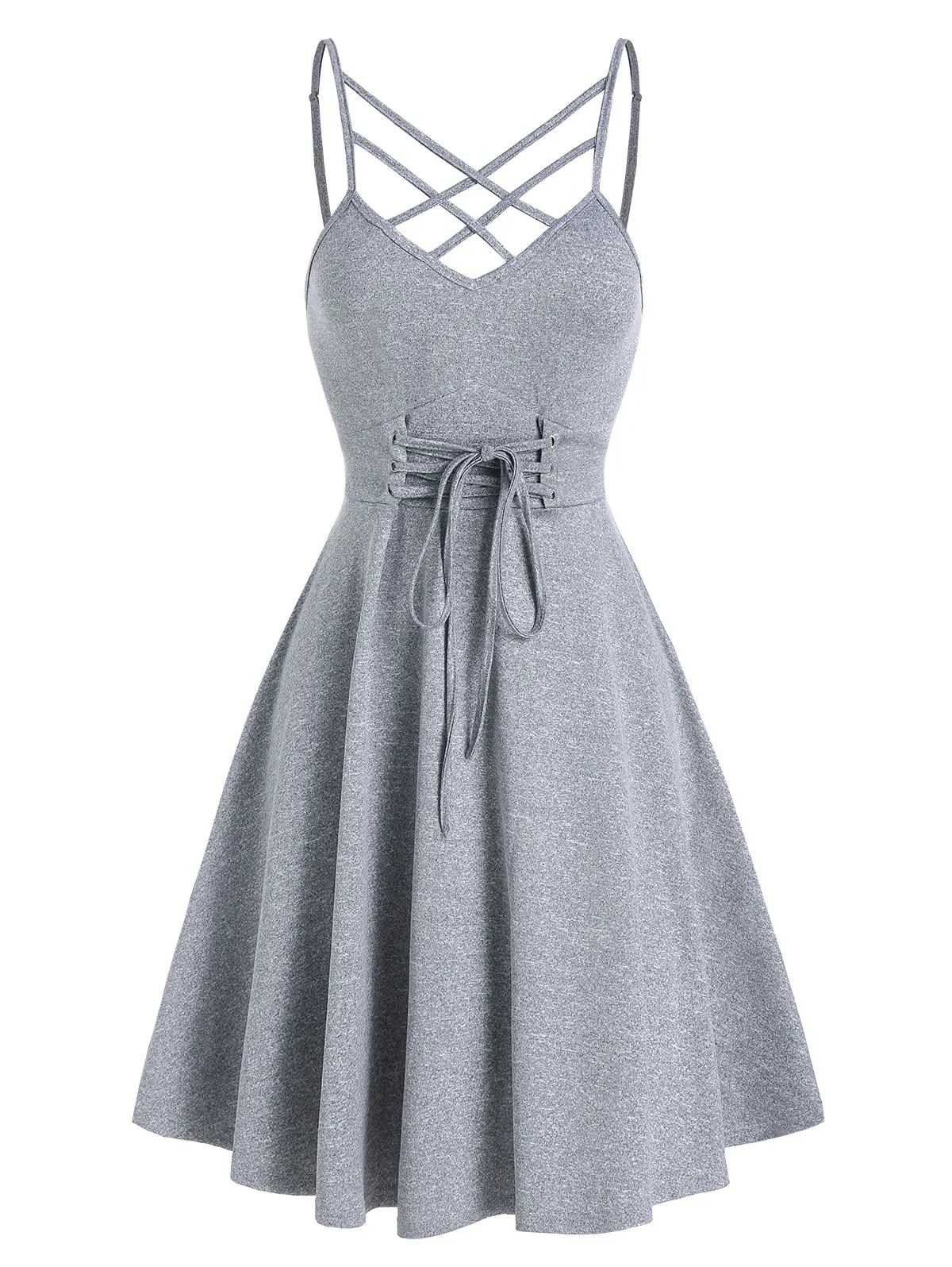 

Wipalo Plus Size Casual Dress Front Strappy Lace Up Mini Cami Dress Sleeveless Women Elegant Party Sexy Dress Robe Femme 3XL