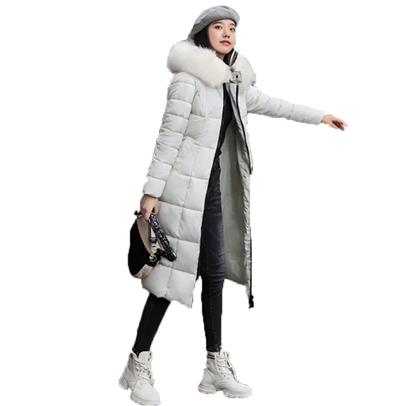 

Cotton Hot Sale Solid Full Pockets Zippers Female Long Coat 2019 New Slim Parka Padded Jacket Winter Thick Warm Windbreaker