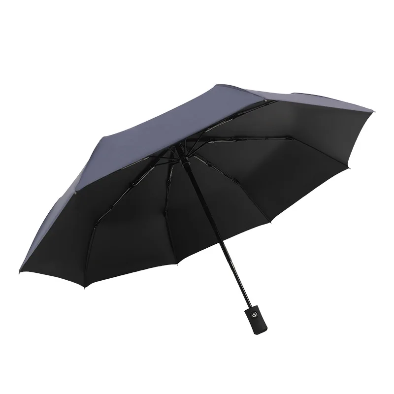 

Creative Fashion Fully Automatic Open Close Vinyl Umbrella Rainproof Three-folding Umbrella Sunny and Rainy Adults Black Coating