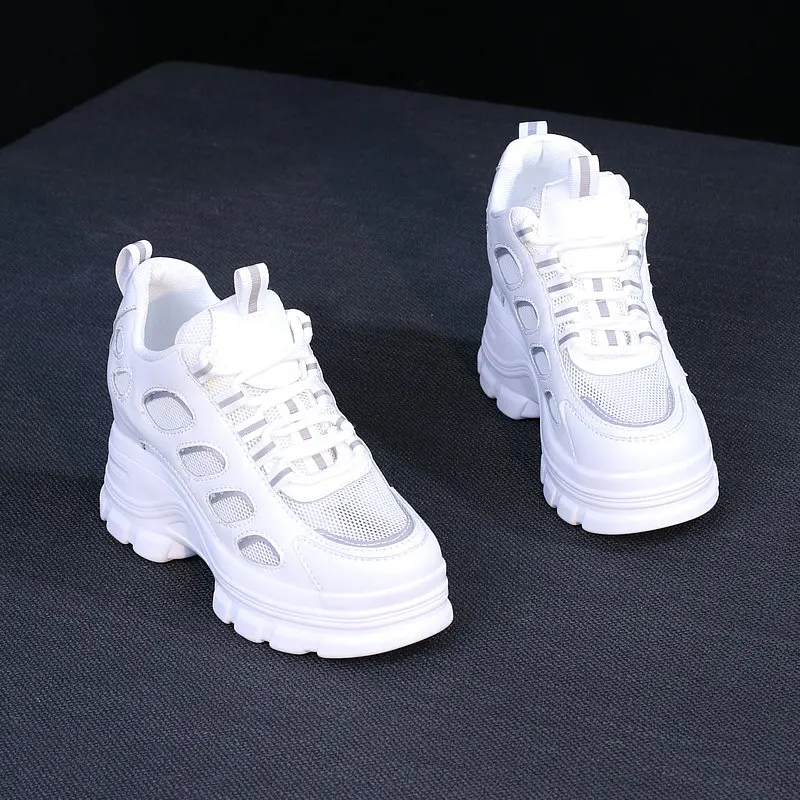 

Small White Shoes 2021 Fashion Women's Tennis Female Clogs Platform Slip On Sneakers Round Toe All-Match Increas Height Modis Su