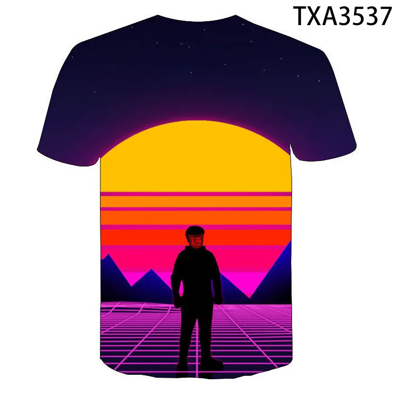 

Summer New Vaporwave Streetwear Fashion T-shirt Men Women Children 3D Printed Short Sleeve Casual Boy Girl Kids Cool Tops Tee