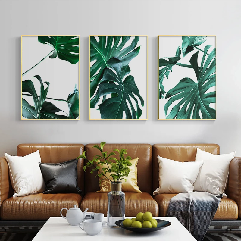 

Nordic Canvas Painting Modern Prints Plant Leaf Monstera Art Posters Prints Green Art Wall Pictures Living Room Unframed Poster