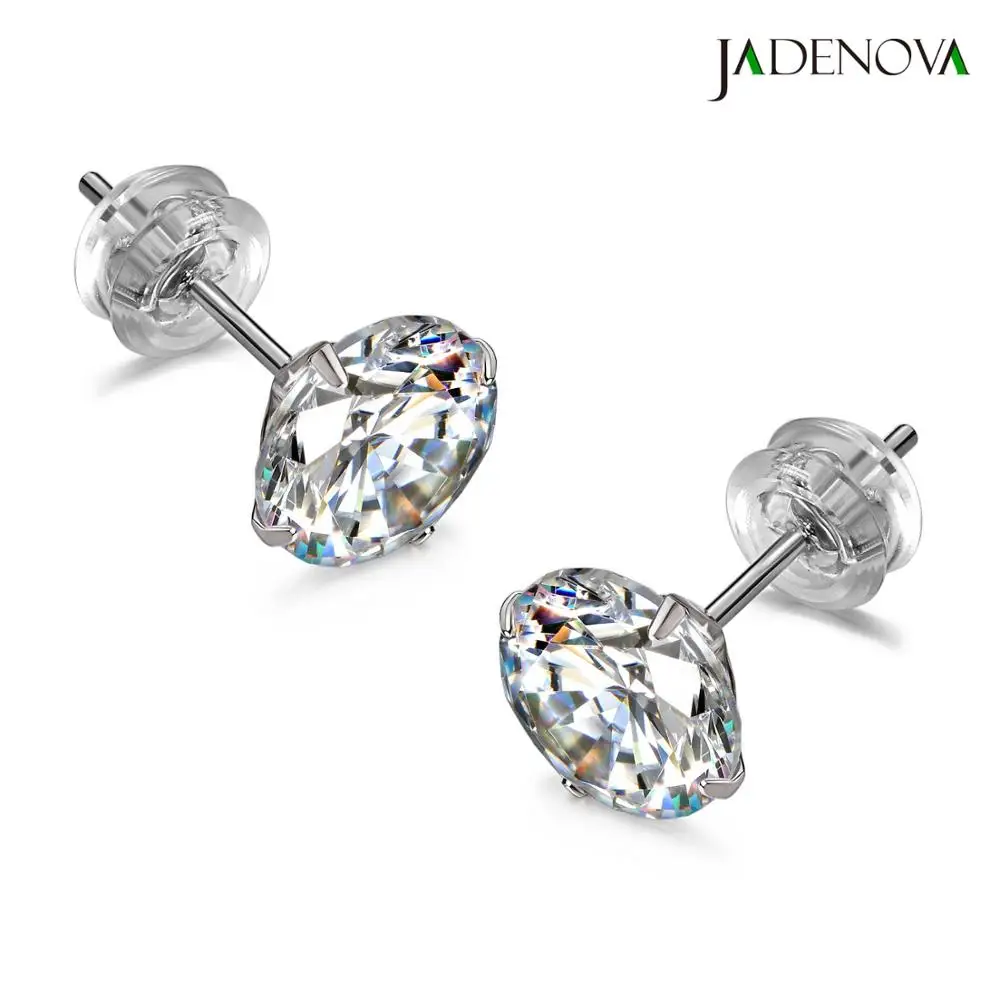 3/4/5/6/7/8 мм 925 пробы серебро прозрачные круглые хрустальные серьги с цирконием