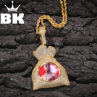 the bling king round heart wallet pendant diy photo hip hop full iced out cubic zirconia goldplated cz stone