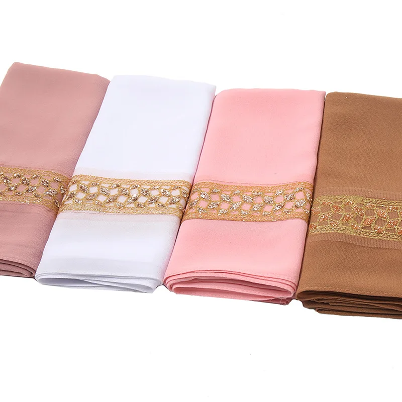

European and American fashion multicolor new high-quality diamond bronzing lattice cashew lace monochrome chiffon scarf