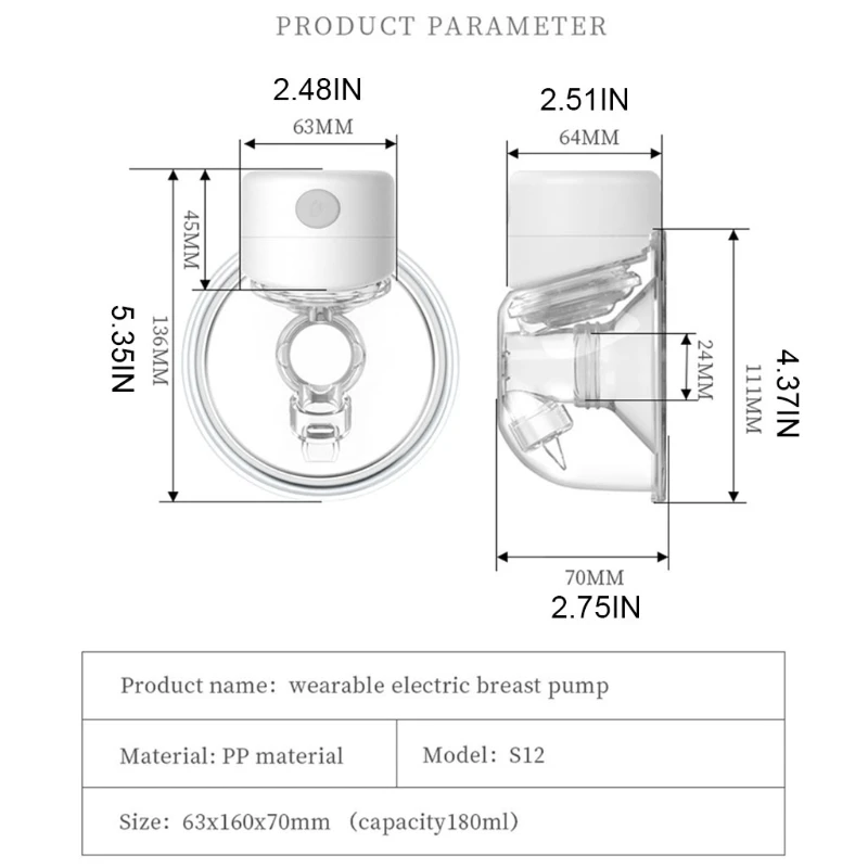 

50LE Smart Electric Wearable Breast Pump LED Display Portable Baby Nipple Silence Suction Cup Feeding Milk Half Ball Bottles