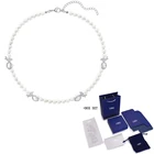 Высококачественное ожерелье SWA, новое ожерелье LEONORE, ожерелье из платинового листа с блестящим кристаллом и жемчугом, женское ювелирное изделие, подарок, бесплатная доставка