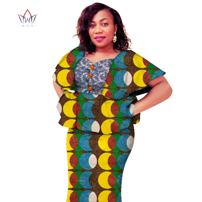 Платье в стиле Дашики длинное с треугольным вырезом размеры 5xl 6xl WY2693|skirt set|2 piece