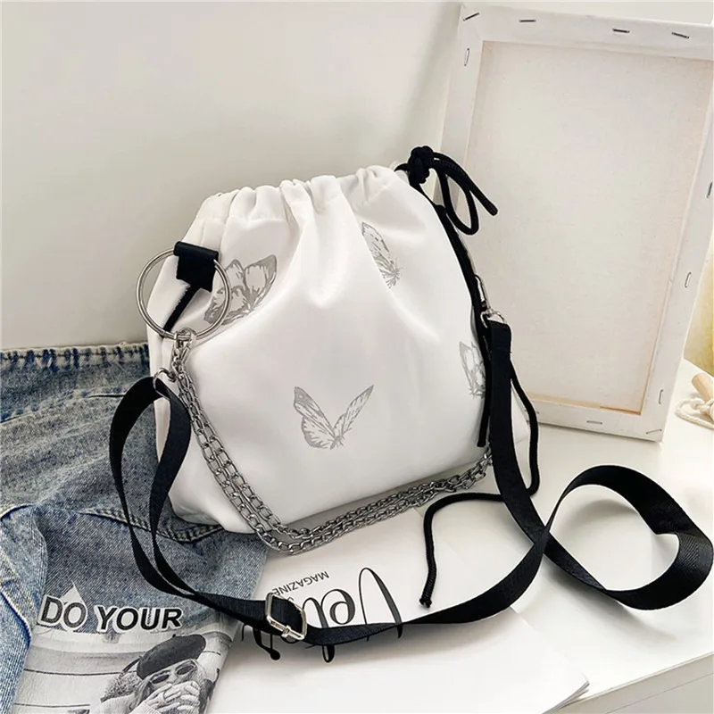 

Fashion Luminous Butterfly Messenger Bag Women Drawstring Chain Shoulder Pouch Party Ladies Nylon Casual Lady Crossbody Handbags