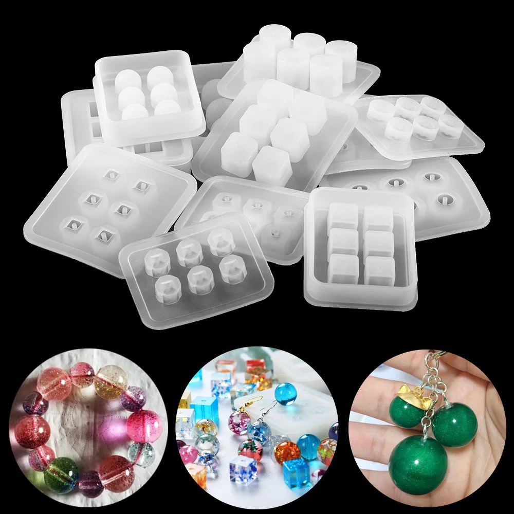 1pcs Silicone Mold 12mm 16mm Cube Ball Beads With Hole Silicone Mold Necklace Bracelet Pendant UV Resin Mould Jewelry Making