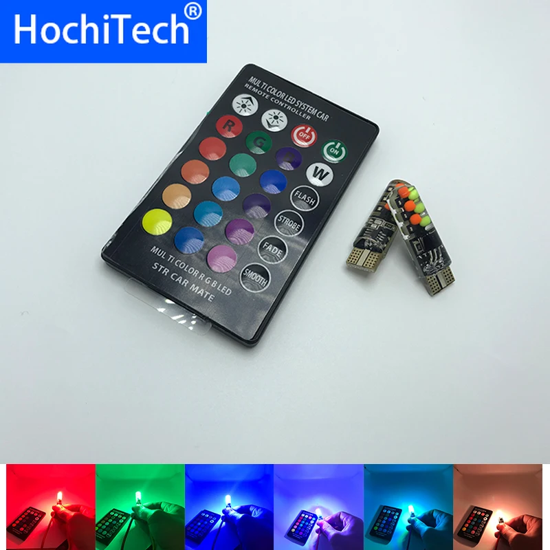 Светодиодные лампы Canbus multit color RGB T10 W5W 94 168 габаритные фонари для автомобиля с